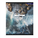 Тетрадь 36 л., А5, линия, Alingar "Sea vibe", скрепка, второй блок 60г/м2, мелованный картон (стандарт), 4 дизайна в пленке т/у
