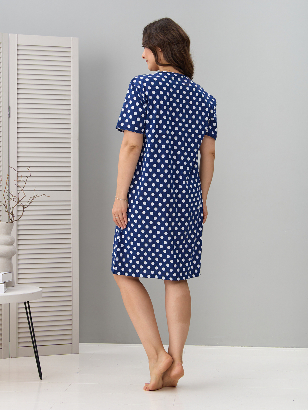 Туника Т-012/джинс-крупныйгорох