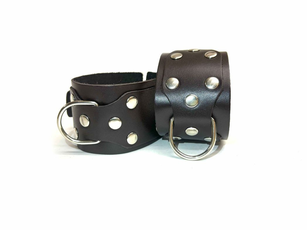 Коричневые кожаные наручники Sex Game (Цвет: коричневый)