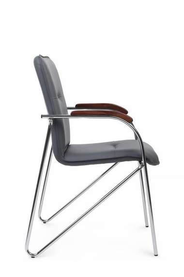 Стул Самба с деревянными подлокотниками SMB-02H Хром гальв. Серый