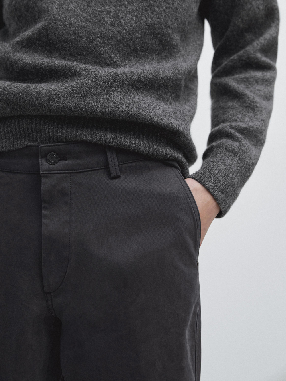 Massimo Dutti Зауженные брюки с начесом, серый