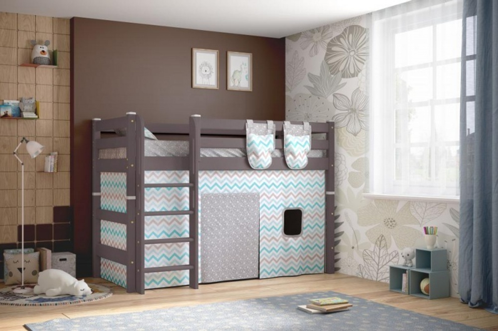 Вариант 6 Полувысокая кровать "Соня" с наклонной лестницей Лаванда