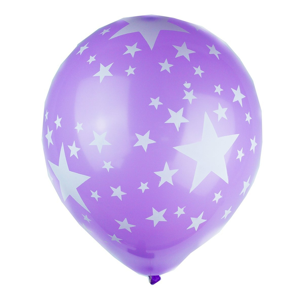 Шар воздушный Alingar, №12, с рисунком "Звезды", цвета ассорти,100шт/уп, пакет с европодвесом