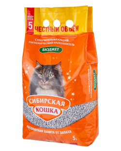 СИБИРСКАЯ КОШКА Наполнитель впитывающий Бюджет 5 л