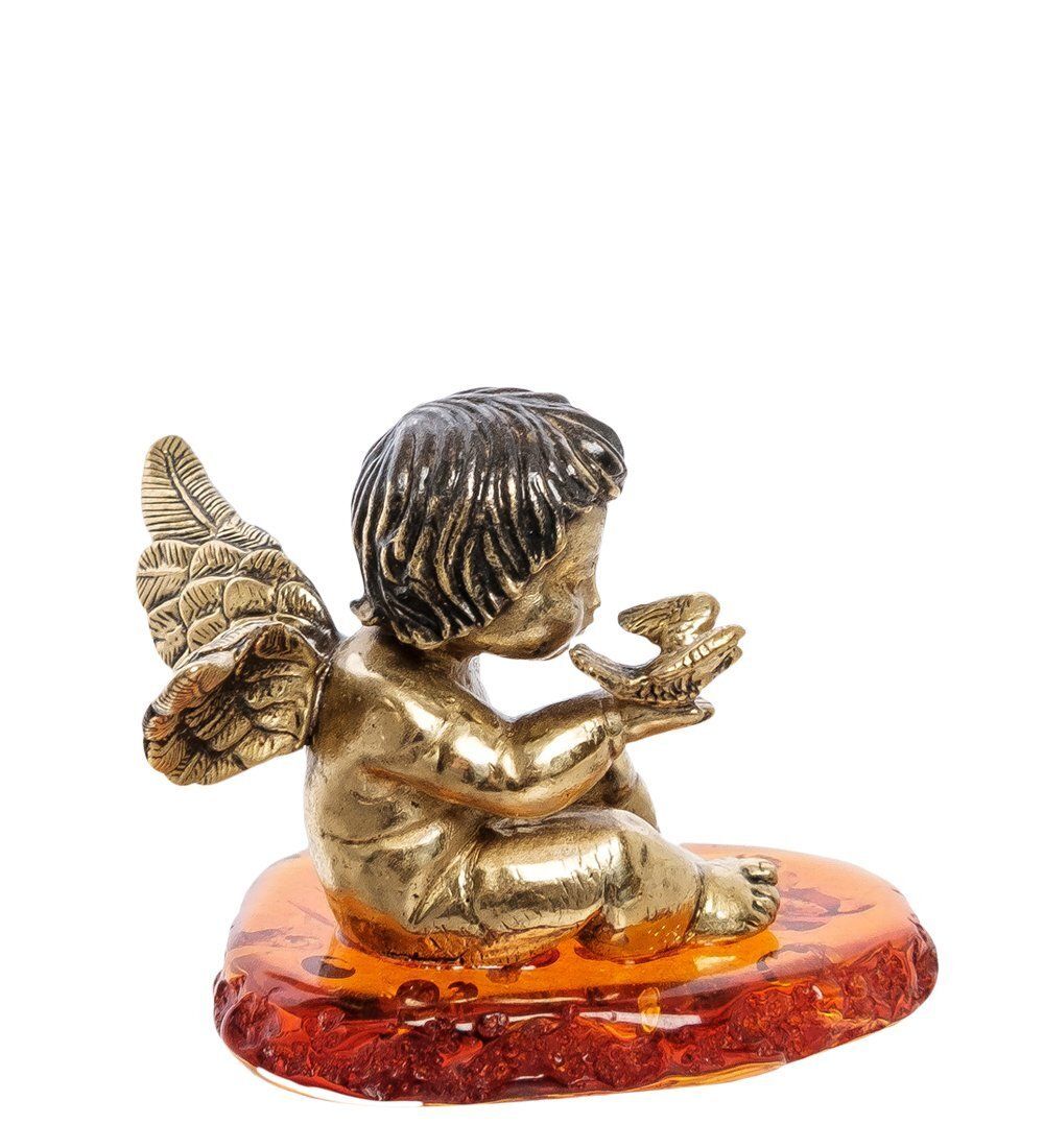 Народные промыслы AM-2256 Фигурка «Ангел с голубем» (латунь, янтарь)