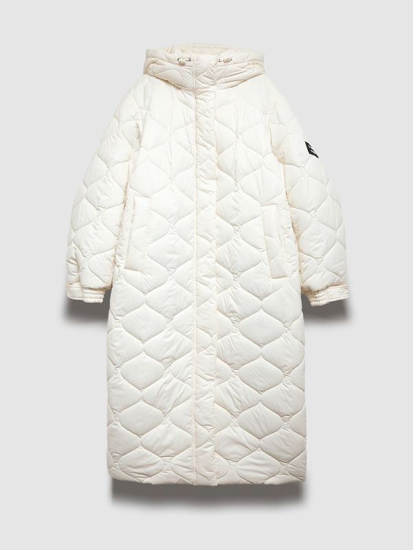 Пуховик стеганый длинный, молочный