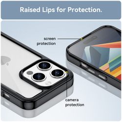 Усиленный чехол с защитными рамками черного цвета для iPhone 15 Pro, увеличенные защитные свойства