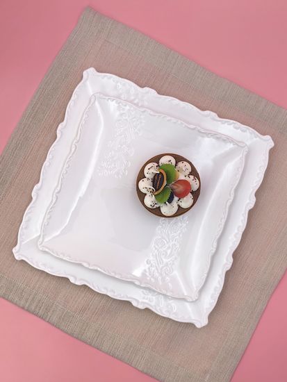 Тарелка десертная 21 см. квадратная, набор 4 шт. "Орнамент"