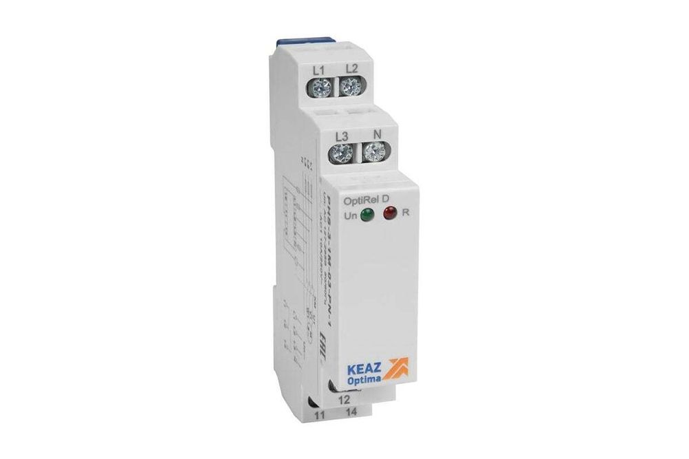 Реле контроля фаз OptiRel D PHS-3-1M-03-PN-2 чередования обрыва фаз 3Ф+N 2СО КЭАЗ