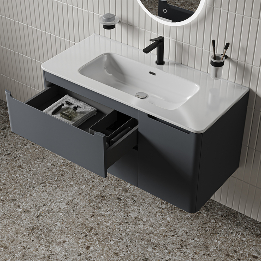 Тумба с умывальником IDDIS Edifice, подвесная, 100 см, темно-серый, EDI10D0i95K