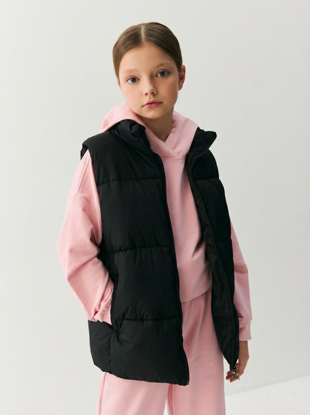 Жилет стеганый на молнии "Уголь" 7+