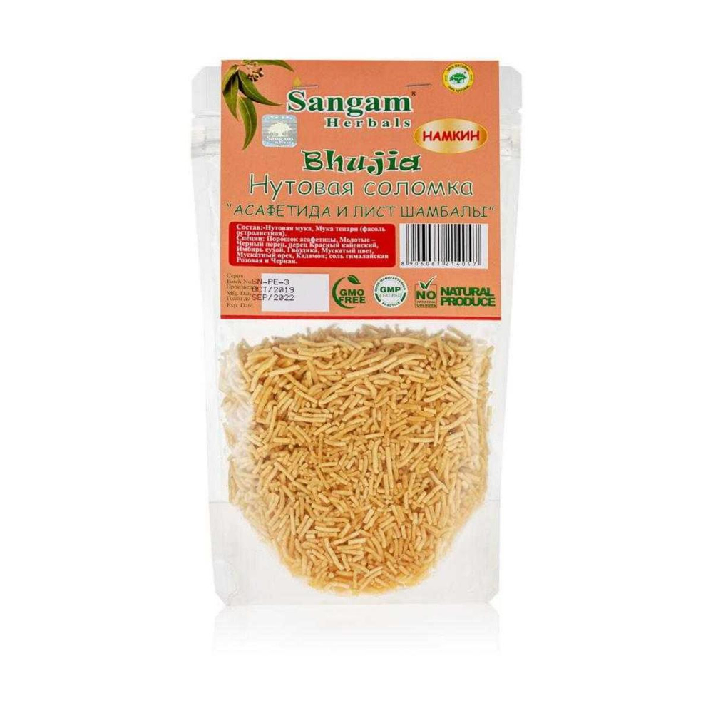 Закуска Sangam Намкин Нутовая соломка (острая) Bhujia Асафетида и лист шамбалы, 100 г