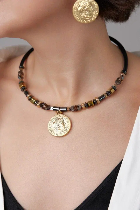 Coins Frame black gem Чокер арт.2100