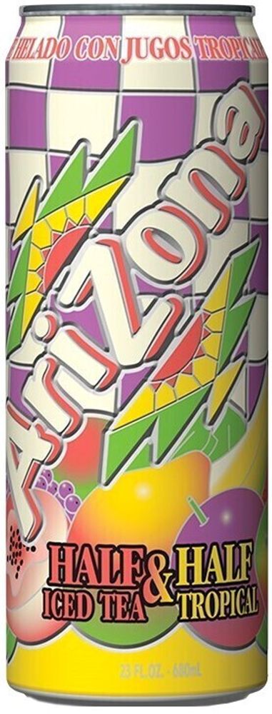 Чай Холодный Черный со Вкусом Тропических Фруктов Arizona Half &amp; Half Iced Tea Tropical 0.68 - банка