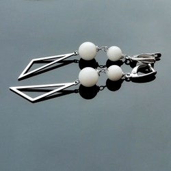 Длинные серьги с белым агатом "Геометрия"