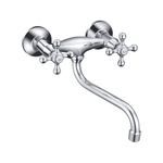 Смеситель для кухни настенный 1/2 кер CN4608 CRON нижний излив, КРЕСТ, ХРОМ