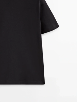 Massimo Dutti ФУТБОЛКА С КРУГЛЫМ ВЫРЕЗОМ, ЧЕРНЫЙ