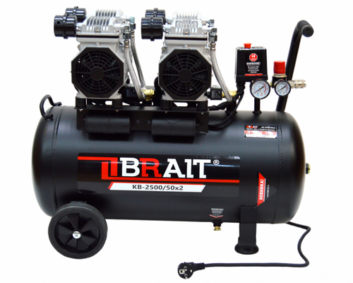 Компрессор воздушный KB-2500/50X2 (50 литров; 2,5Kw; 8bar, 420л/ м; без масляный)