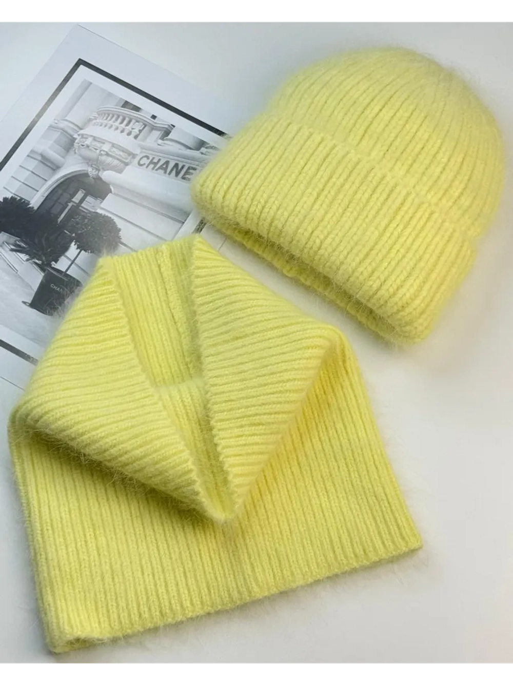 комплект шапка с шарфом- снуд зимний вязаный