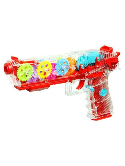 Прозрачный светящийся пистолет с шестеренками GEAR LIGHT GUN
