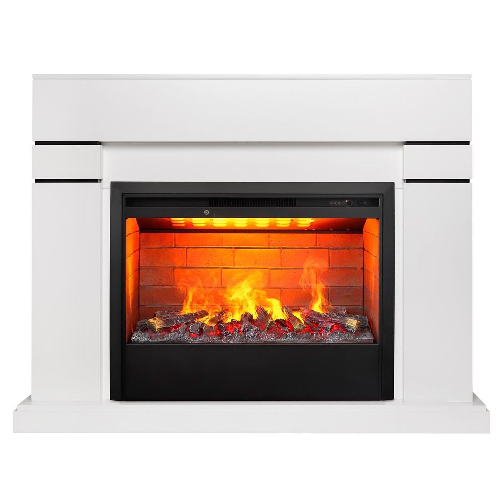Электрокамин RealFlame Lindelse 26 WT белый с очагом 3D Helios 26