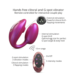 Cтимулятор клитора и зоны G с пультом для пары Love to love WONDERLOVER - IRIDESCENT BERRY