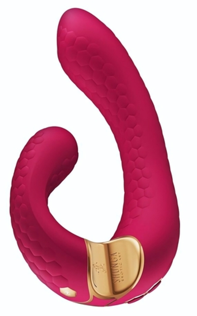 Малиновый гибкий вибростимулятор MIYO с двумя моторами - 18,5 см. (Цвет: малиновый)