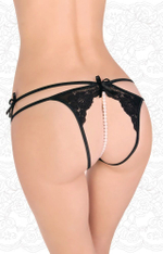 Ажурные стринги с бусинами и двойными бретелями (Размер: L-XL) (Цвет: белый)