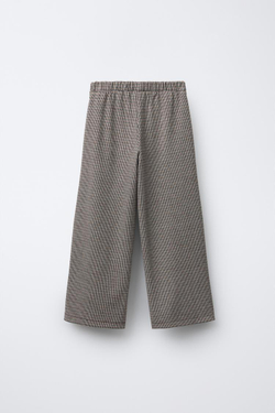 ZARA БРЮКИ WIDE LEG ЖАККАРД С ПУГОВИЦАМИ, КОРИЧНЕВЫЙ