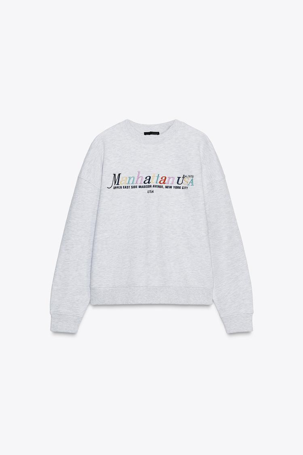 ZARA ТОЛСТОВКА В СТИЛЕ ПРЕППИ, СЕРЫЙ МЕЛАНЖ