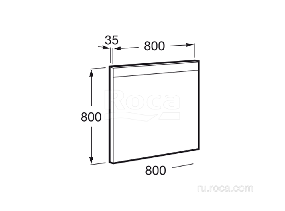 Зеркало Roca PRISMA COMFORT 800x35x800 c верхней основной и нижней фоновой LED подсветками, с системой ANTI-STEAM и инфракрасным бесконтактным выключателем