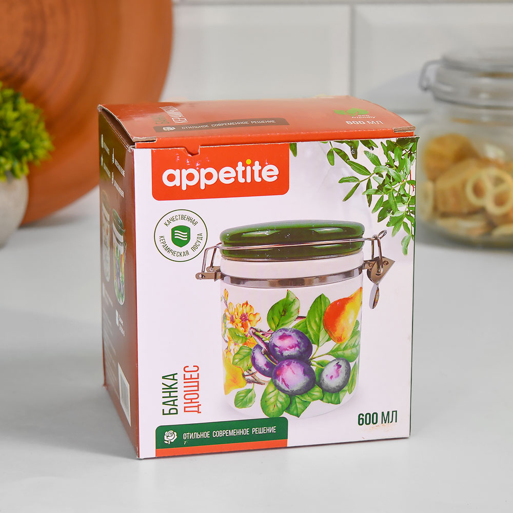 Банка 600мл круглая c клипсой "Дюшес" тм Appetite