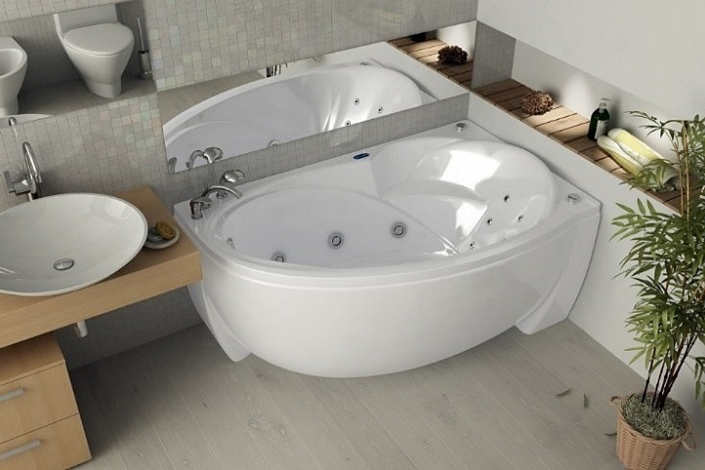 Акриловая ванна Aquatek (Акватек) Бетта 170x97 R, с каркасом, с фронтальной панелью, со сливом-переливом