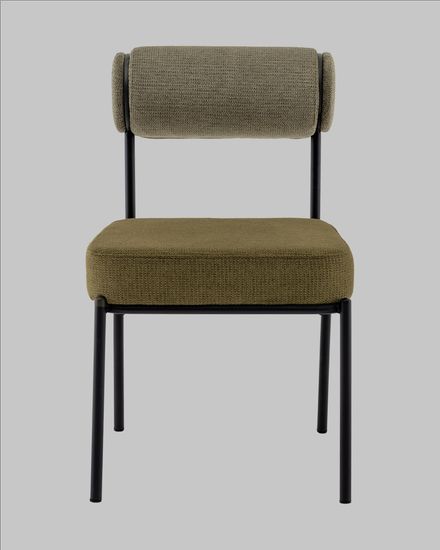 Стул обеденный Ponpoun зелёная ткань, ножки черная сталь