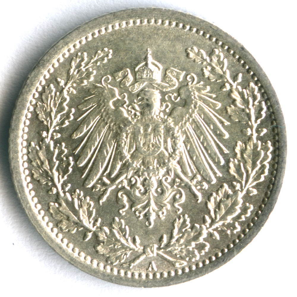 1/2 марки 1917 (A) Германия XF-AU