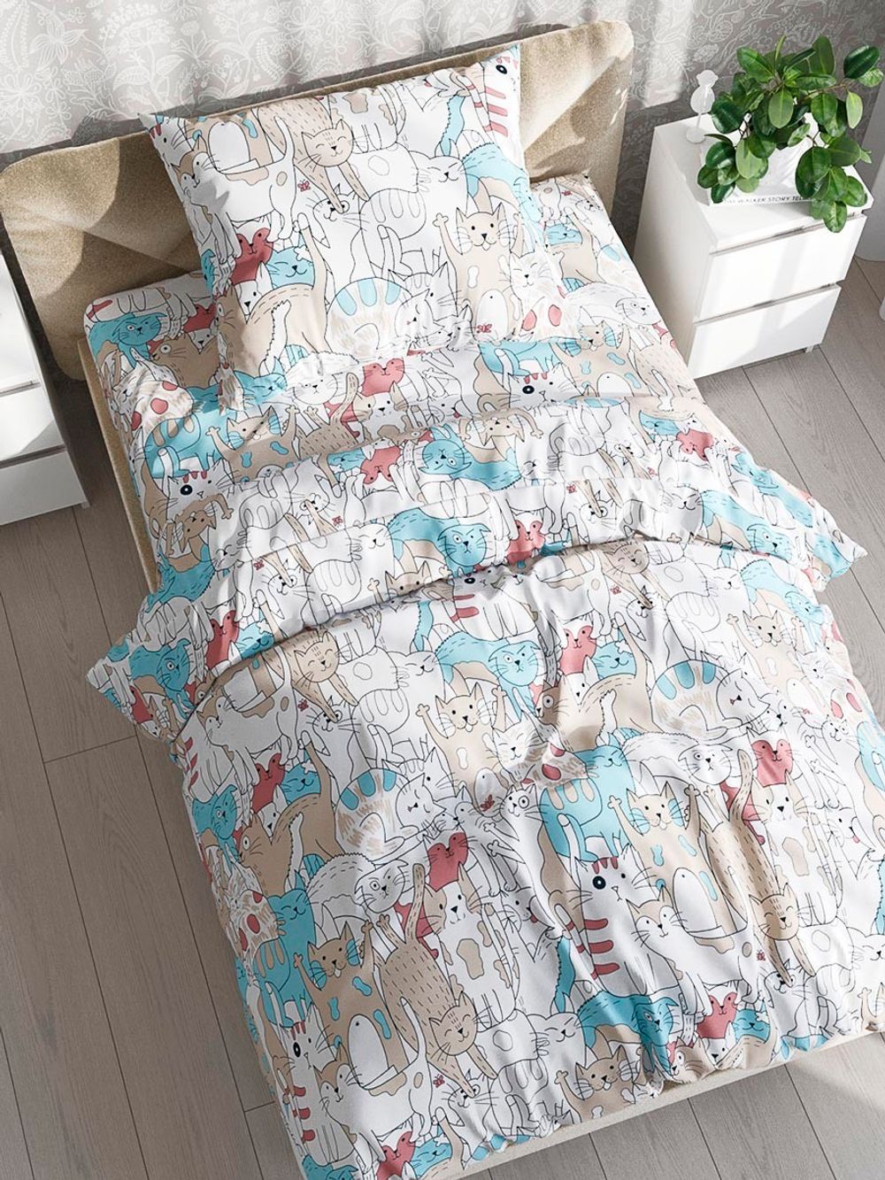 Постельное белье бязь Сказка "Шанти" 1,5-сп  Наволочка 50х70 см 1 шт Простынь на резинке 90x200 смПододеяльник 145x205 см