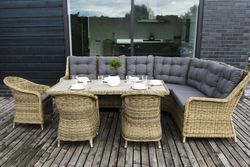 "Бергамо" обеденная группа угловая из искусственного ротанга, цвет соломенный