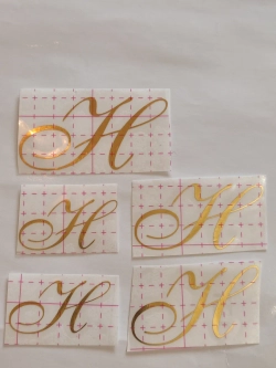 Наклейки свадебные буквы на бутылки и бокалы инициалы "Н"