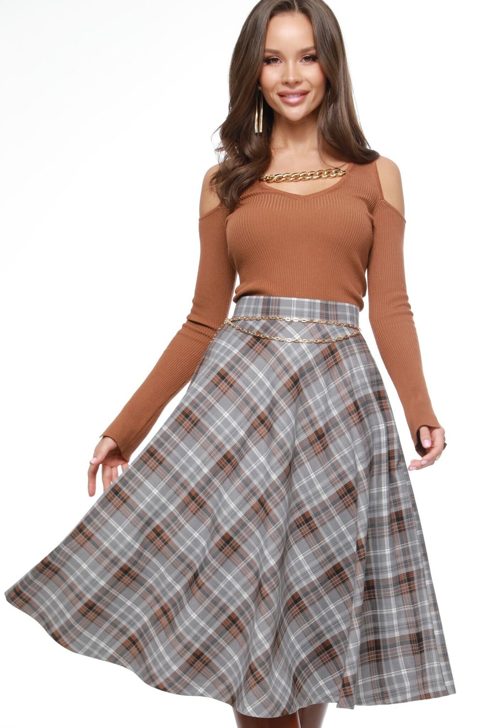 Юбка расклешенная в клетку DStrend (Акция)