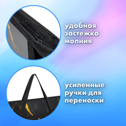 Папка для рисунков и чертежей с ручками BRAUBERG А3,пластик,молния сверху, Black&gold marble, 272232