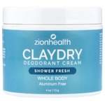 Zion Health, ClayDry, крем-дезодорант, свежесть для душа, 113 г (4 унции)
