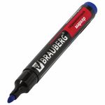 Маркер перманентный (нестираемый) BRAUBERG "Contract", СИНИЙ, круглый наконечник, 3 мм, без клипа, 150466