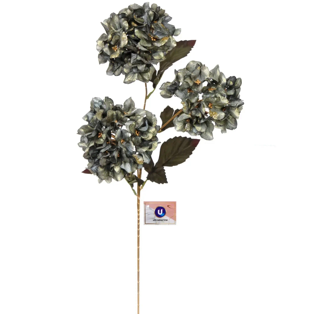 Искусственные цветы «FLOWERS GLAMOUR» 70см Гортензии 3 цветка зеленые