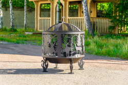Костровая чаша Fire-House Олени Премиум (с сеткой и зольником), 100 см