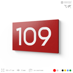 Номер на дверь квартиры 109, табличка на дверь для офиса, кабинета, аудитории, склада, красная 120х70 мм, Айдентика Технолоджи