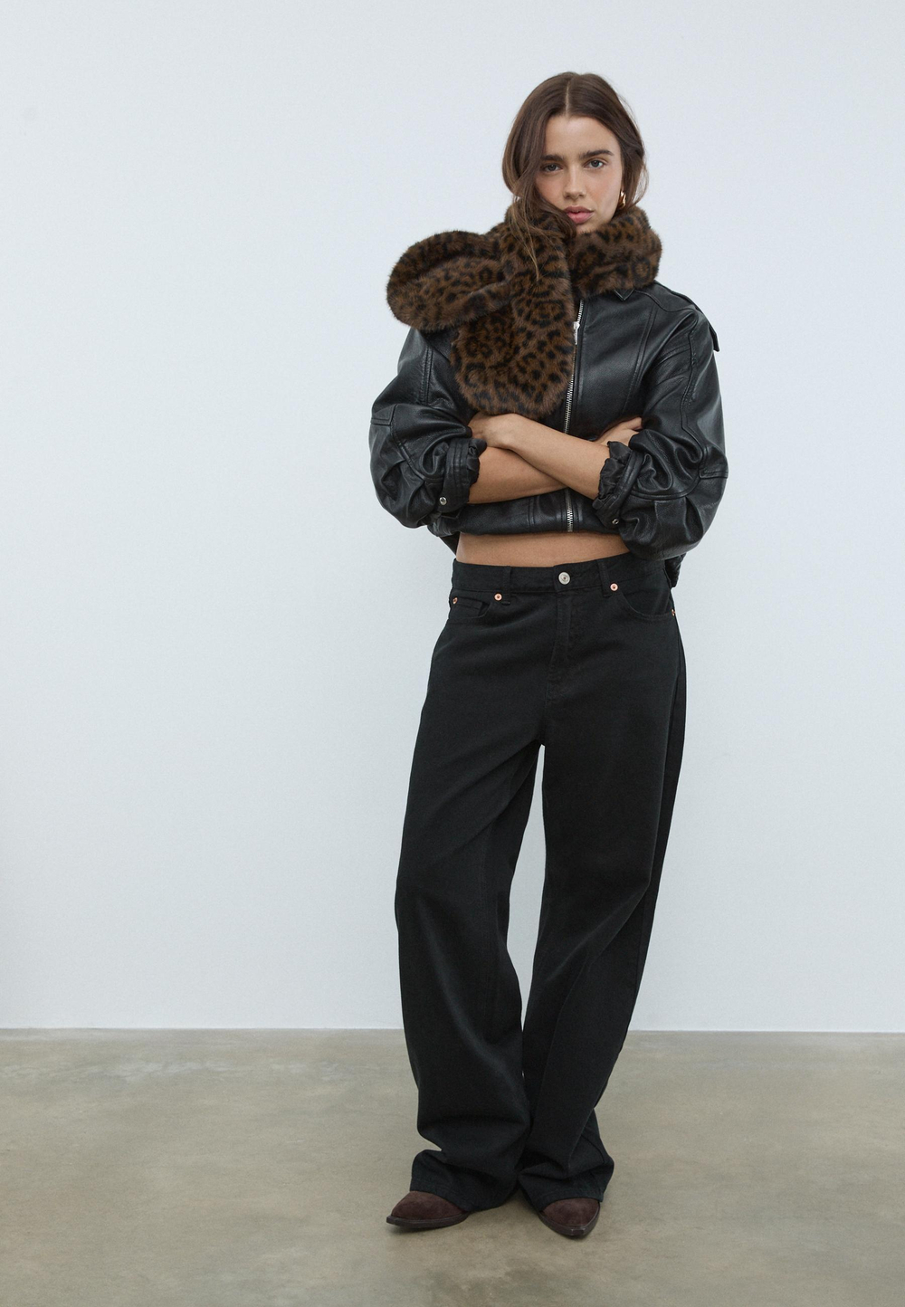 STRADIVARIUS Шарф из искусственного меха с леопардовым принтом, коричневый