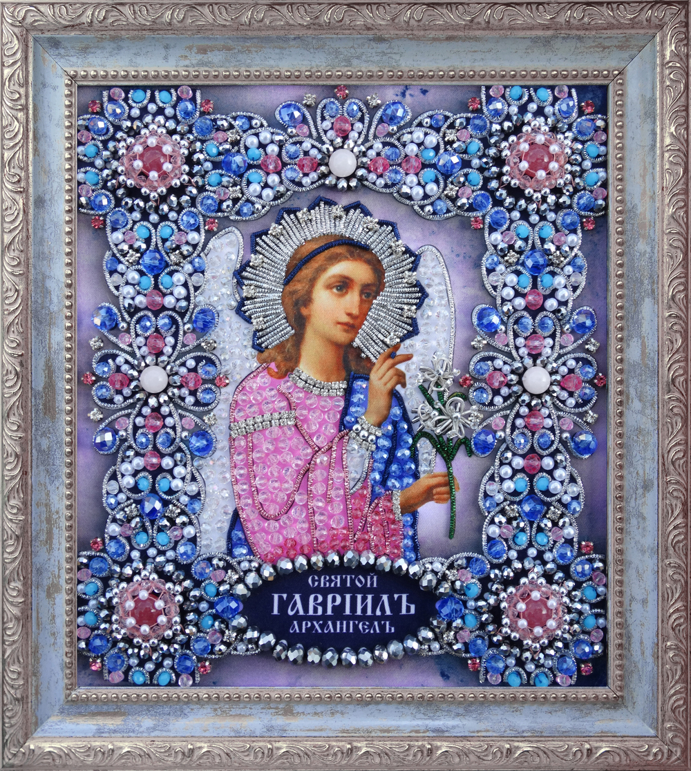 Ткань с нанесенной авторской схемой Архангел Гавриил (серебро) (+инструкция)