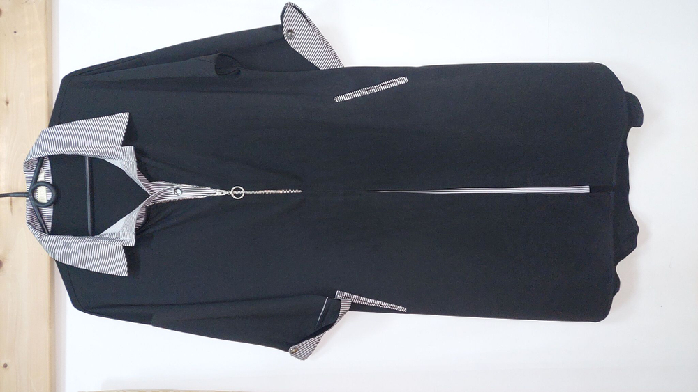 Платье женское большой размер 54 трикотаж трикотажное обманка тёплое зимнее весеннее осеннее демисезонное чёрное черно-белая полоска полосатое ненарядное повседневное на работу комфортное удобное 3/4 рукав великан 4XL XXXXL 5XL XXXXXL 6XL 7XL 8XL