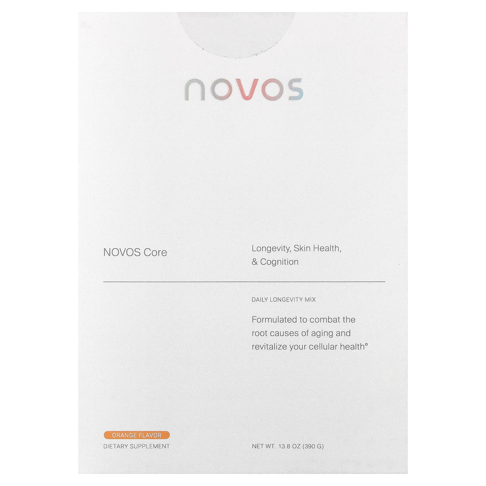 NOVOS, Novos Core, смесь для долголетия, для ежедневного приёма, апельсин, 30 пакетиков по 13 г (0,46 унции)