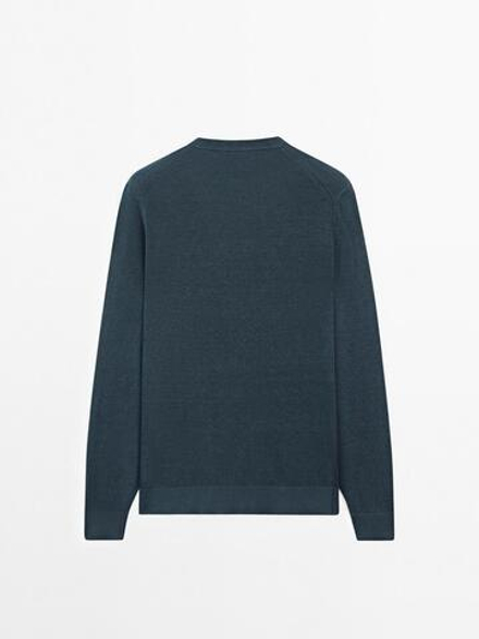 Massimo Dutti Свитер из 100% льна, пыльно-серый